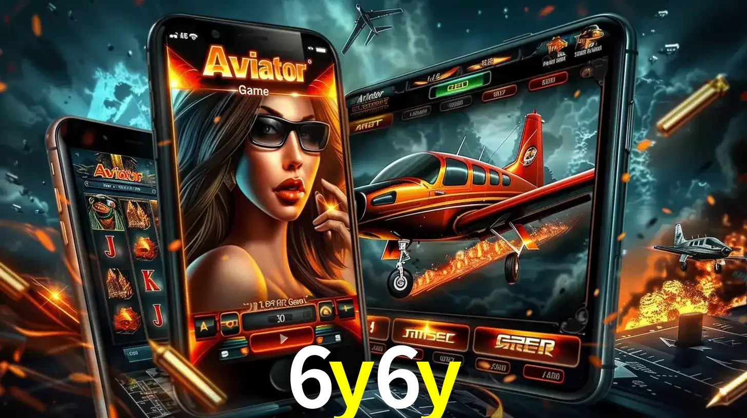 O popular jogo de apostas Aviator exibido em vários celulares e tablets, mostrando a interface emocionante e a ação de voo disponíveis para jogar agora no 6y6y.