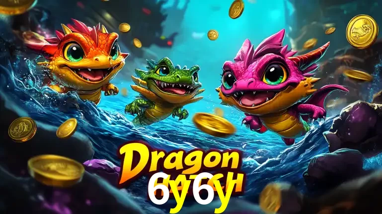Arte promocional do jogo Dragon Hatch com três adoráveis dragões bebês nadando entre moedas de ouro, um dos slots mais divertidos para jogar no cassino 6y6y.